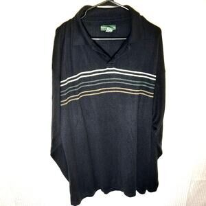 Vintage Bert Pulitzer XL Black Stripe Polo Sweater Long Sleeve Acrylic Myanmar